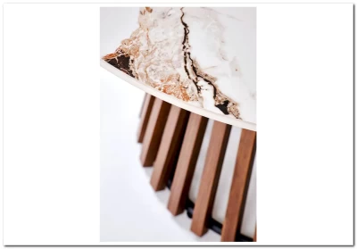 Стол журнальный Halmar CARINA (бежевый мрамор/орех)