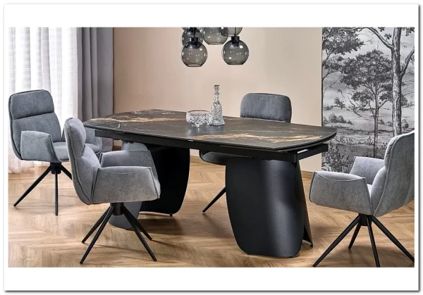 Стол обеденный Halmar FORUM 180 (черный мрамор/черный) Стол обеденный Halmar FORUM 180 (черный мрамор/черный)