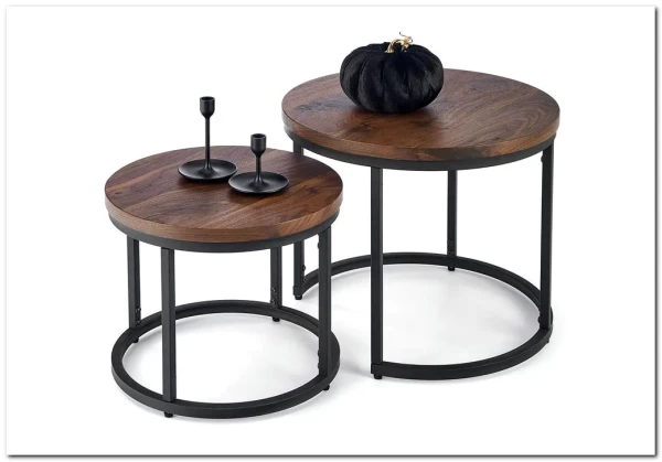 Комплект Halmar OREO 2 стола журнальных (ореховый/черный) Комплект Halmar OREO 2 стола журнальных (ореховый/черный)