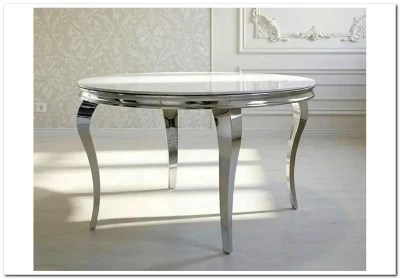 Стол обеденный Halmar REGINALD 120 (белый мрамор/серебряный)