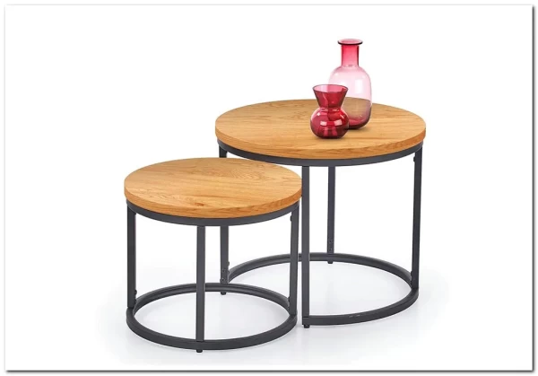 Комплект Halmar OREO 2 стола журнальных (дуб золотой/черный) Комплект Halmar OREO 2 стола журнальных (дуб золотой/черный)