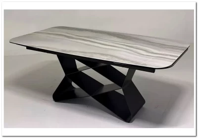 Стол ABSALON 180 ICE AGATE, керамика, стекло / Шоколадное золото каркас, ®DISAUR