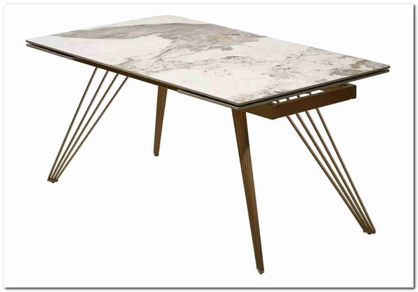 Стол ACERRA NEW 160 GLOSS LUXURY PANDORA SOLID CERAMIC/ каркас цвета шампань DISAUR Стол ACERRA NEW 160 GLOSS LUXURY PANDORA SOLID CERAMIC/ каркас цвета шампань DISAUR