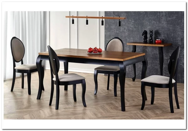 Стол Halmar WINDSOR раскладной (дуб темный/черный)