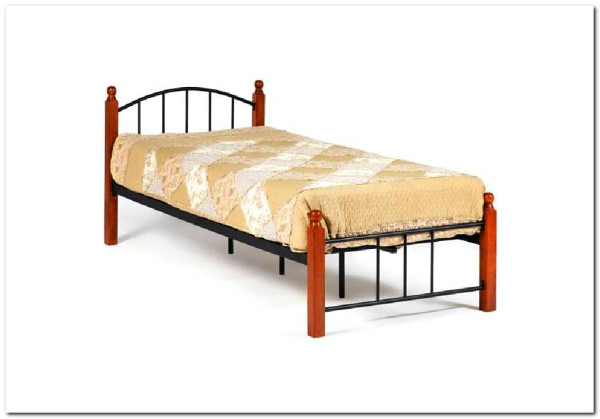 Купить Кровать AT-915 дерево гевея/металл 90*200 (Single bed), красный дуб/черный с доставкой по России по цене производителя можно в магазине Другая мебель в Барнауле