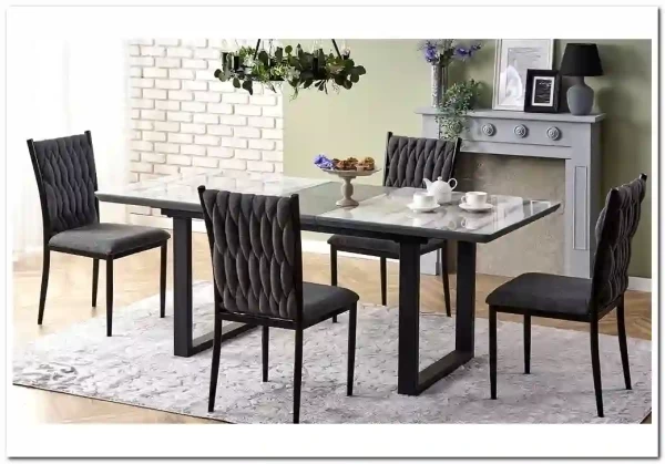 Стол обеденный Halmar MARLEY раскладной (белый мрамор/серый/черный) Стол обеденный Halmar MARLEY раскладной (белый мрамор/серый/черный)