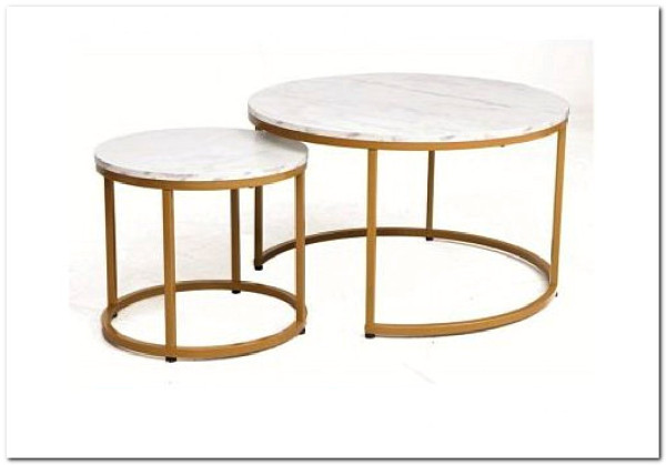 Комплект Signal DION, 2 стола журнальных (белый мрамор/золотой) Комплект Signal DION, 2 стола журнальных (белый мрамор/золотой)