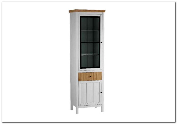 Шкаф для посуды Сканди 1 стеклянная 1 глухая дверь и ящик белый/антик  Шкаф для посуды Сканди 1 стеклянная 1 глухая дверь и ящик белый/антик