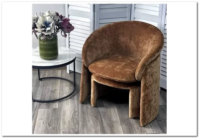 Кресло+оттоманка HUG AT5139-13 Коричневый, ткань/каркас металл в обивке AT5139-13 ®DISAUR