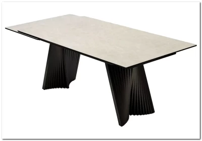 Стол АКИМ (YOAKIM) 180 цвет TL-102 Бежевый мрамор, испанская керамика / Темно-серый, ®DISAUR