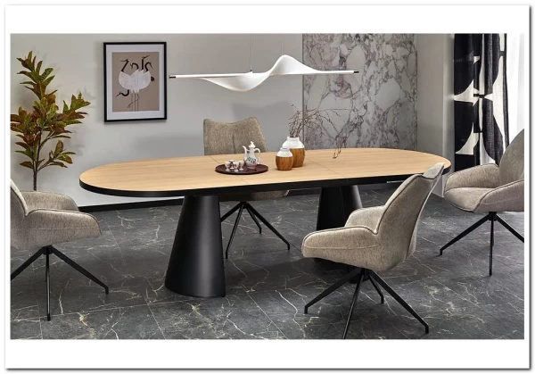 Стол обеденный Halmar GIACOMO 180 раскладной (натуральный/черный) Стол обеденный Halmar GIACOMO 180 раскладной (натуральный/черный)