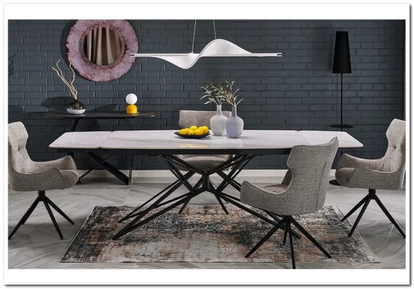 Стол обеденный Halmar ALFREDO 160 (белый мрамор/черный) Стол обеденный Halmar ALFREDO 160 (белый мрамор/черный)